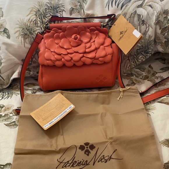 PATRICIA NASH ORANGE PETALLED HANDBAG/ CROSSBODY NEW WITH CERTS & DUSTBAG - Picture 12 of 13